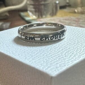 Stainless Steel “I am Enough” 4mm Size 9 Unisex Ring